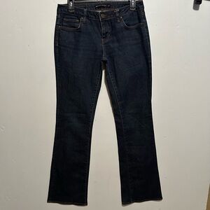 Zara Woman Mid Rise Flare Jeans Dark Wash